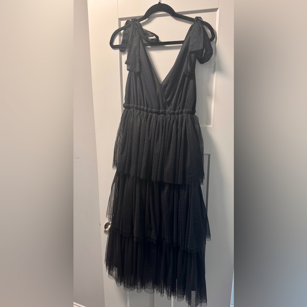 Pinkblush Black Tiered Tulle Maxi Dress